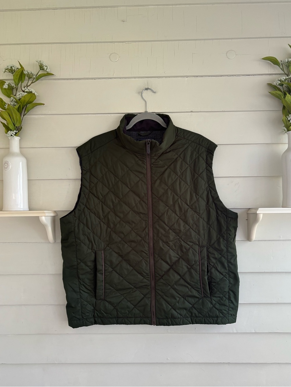 Vineyard Vines Dorset Quilted Full Zip Vest Olive Green Men’s Size XL